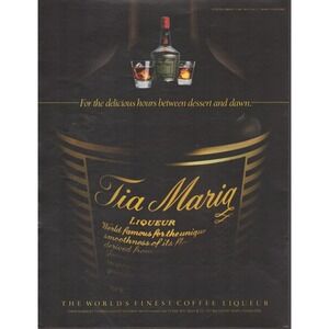 Tia Maria Coffee Liqueur Dark Bar Nighttime Mood Bar Deco Man Cave Print Ad 1983